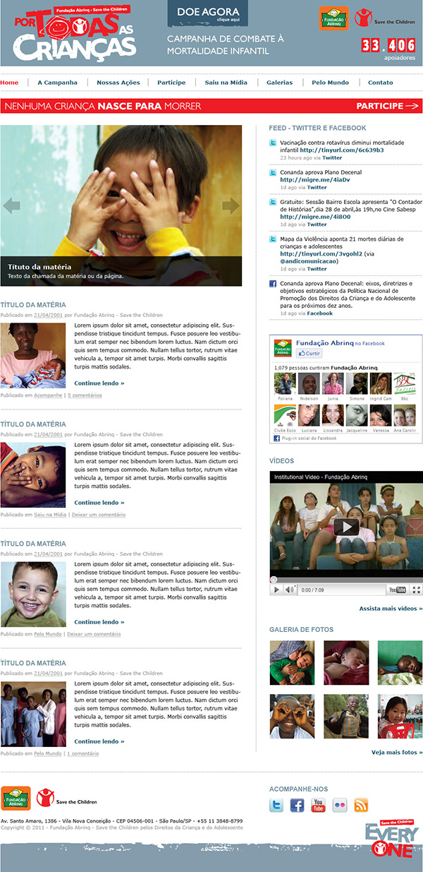 Website Fundação Abrinq - Por Todas as Crianças | Web Design